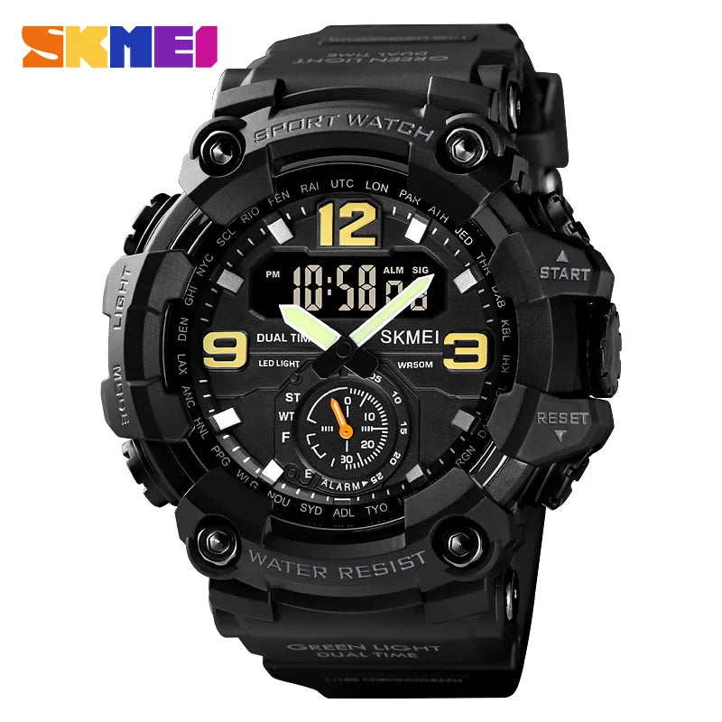 SKMEI 1637 Military Watch for Men LED Display Waterproof Quartz Wristwatch Mens Sport Digital Shockproof Clock Montre Homme 1965