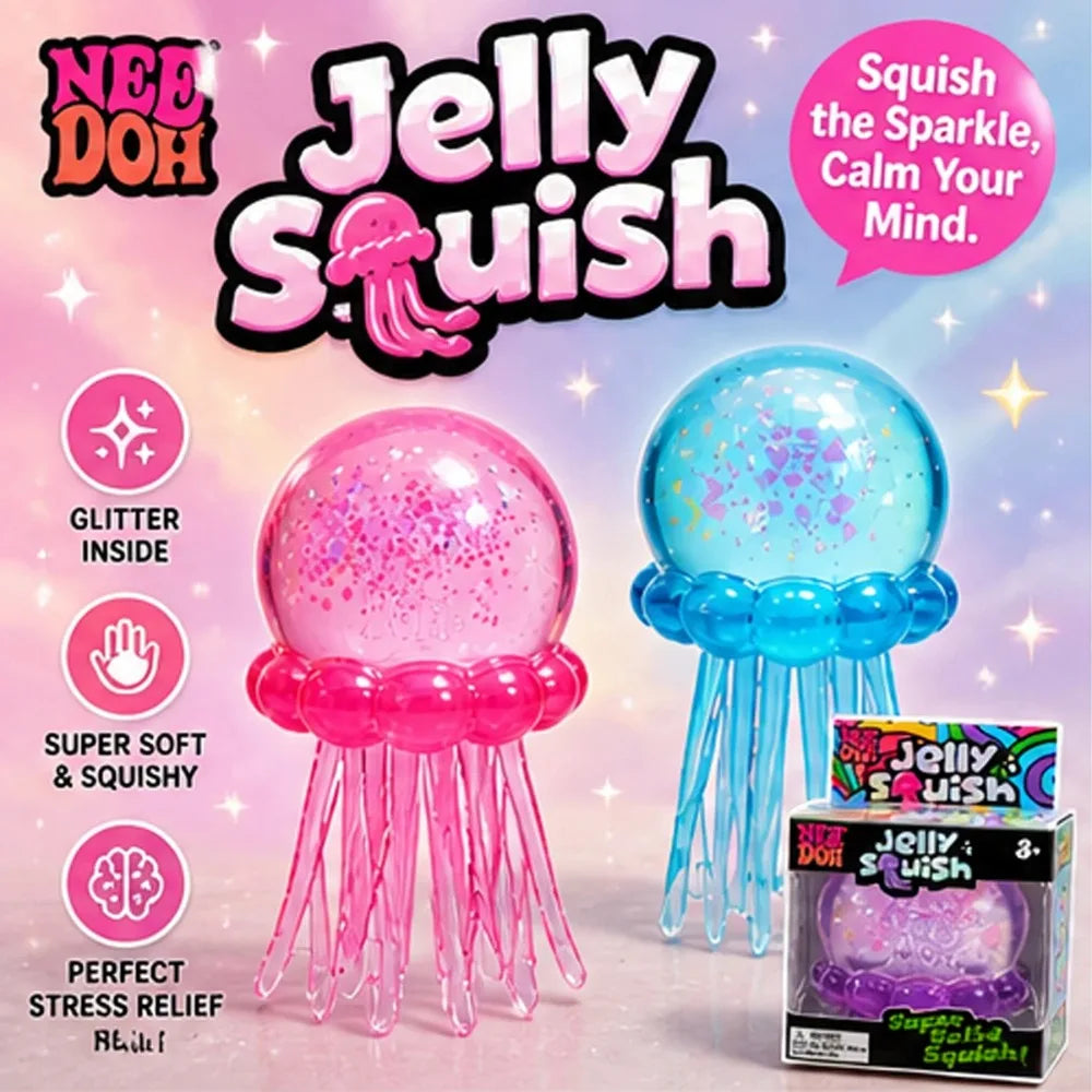 Needoh Jellyfish Squishy Toy Sensory Toy Stress Relief Anti Anxiety Relaxing Squeeze Fidget Toy for Kids Adults