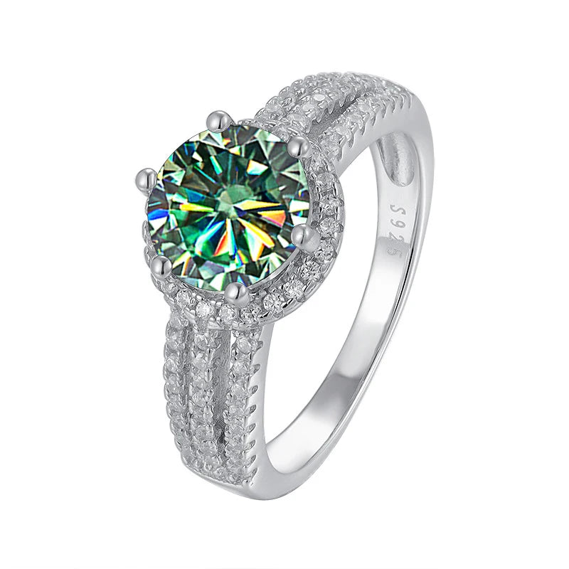JoyceJelly Luxury Round 2CT 8mm VVS D-COLOR Moissanite Diamond Ring For Women S925 Sterling Silver Wedding Rings Engagement Gift