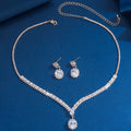 Zircon necklace and earrings set - luxurious style collar chain, high-end style neck accessory, women's jewelry