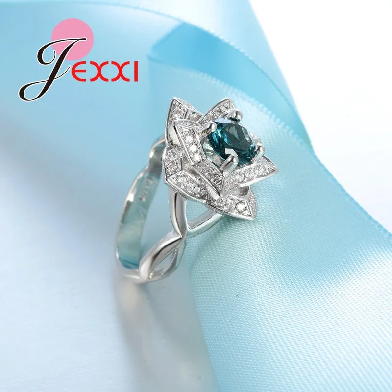 Elegant Rings with Rhinestone Crystal Gold Color Wedding Rings for Women  Fine Jewelry Engagement Accessories