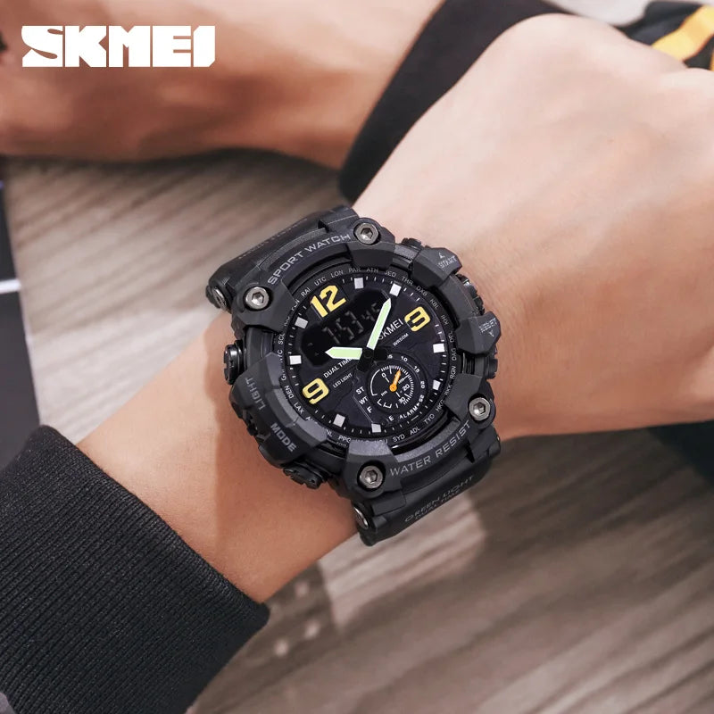 SKMEI 1637 Military Watch for Men LED Display Waterproof Quartz Wristwatch Mens Sport Digital Shockproof Clock Montre Homme 1965