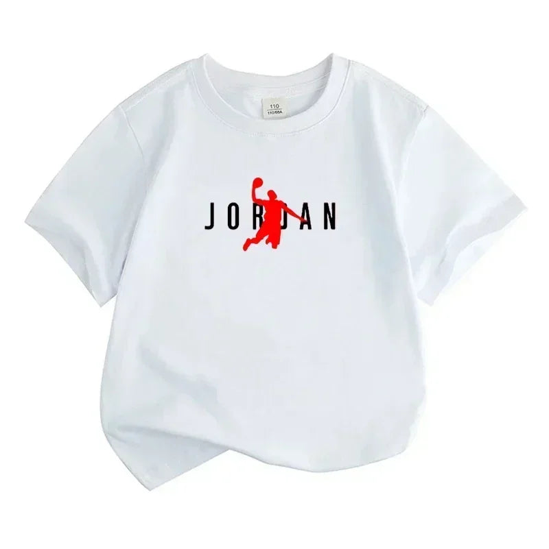 Summer Casual Kids T-shirt Breathable Cotton Jordan Print Short Sleeve Sport Tees Fashion Boy Girl Clothes