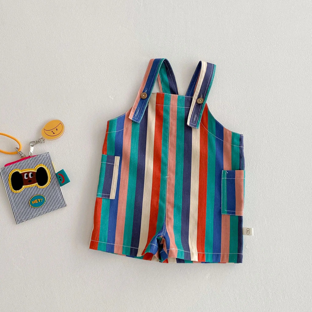 Children's Summer Clothes Girl's Striped Overalls New Summer Girls' Fashionable Casual Pants Baby Raindrop Trousers