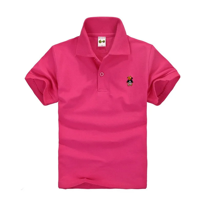 Summer Teenager POLO Shirts 3-14Yrs Children T-shirt For Girls Short-Sleeve Baby Tops Boys Tee Shirts Solid Color Kids Outerwear