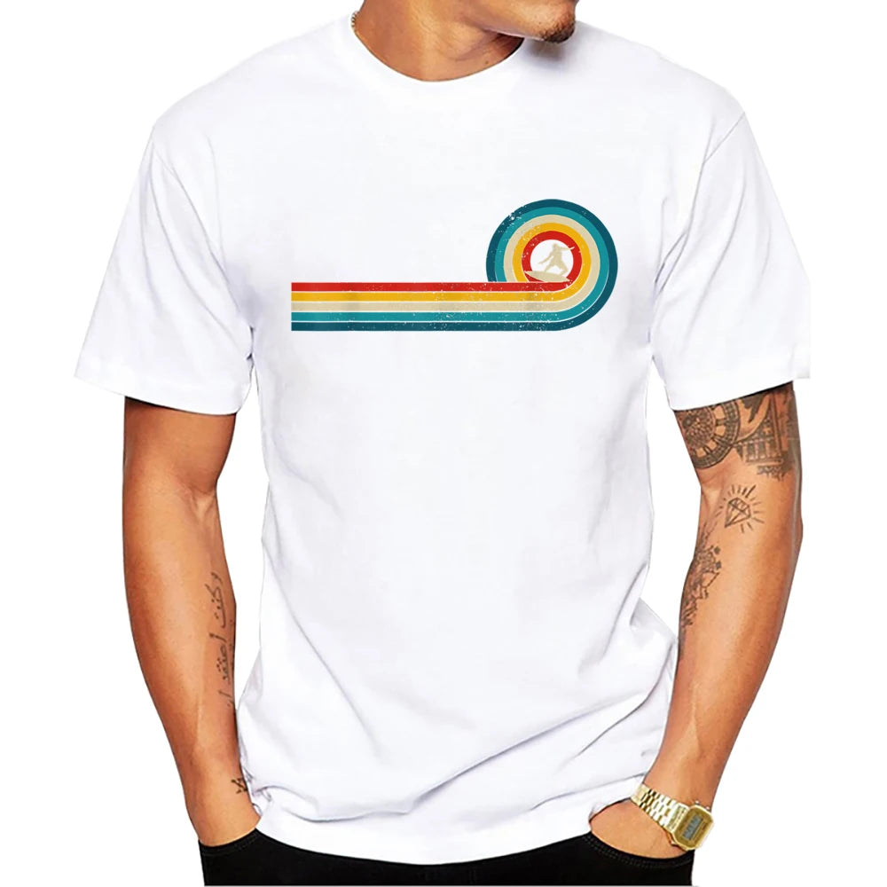 TEEHUB Casual Tees Hipster Beach Surf Men T-Shirts Boy Retro Car Print Short Sleeve T-Shirt Sport Tops