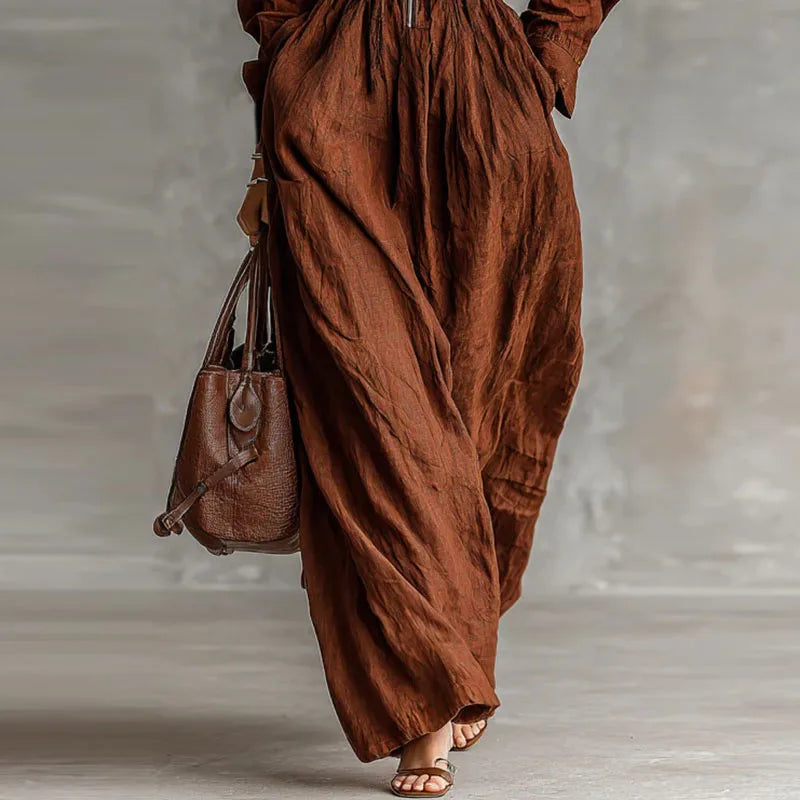 Elegant Lapel Midi Dress