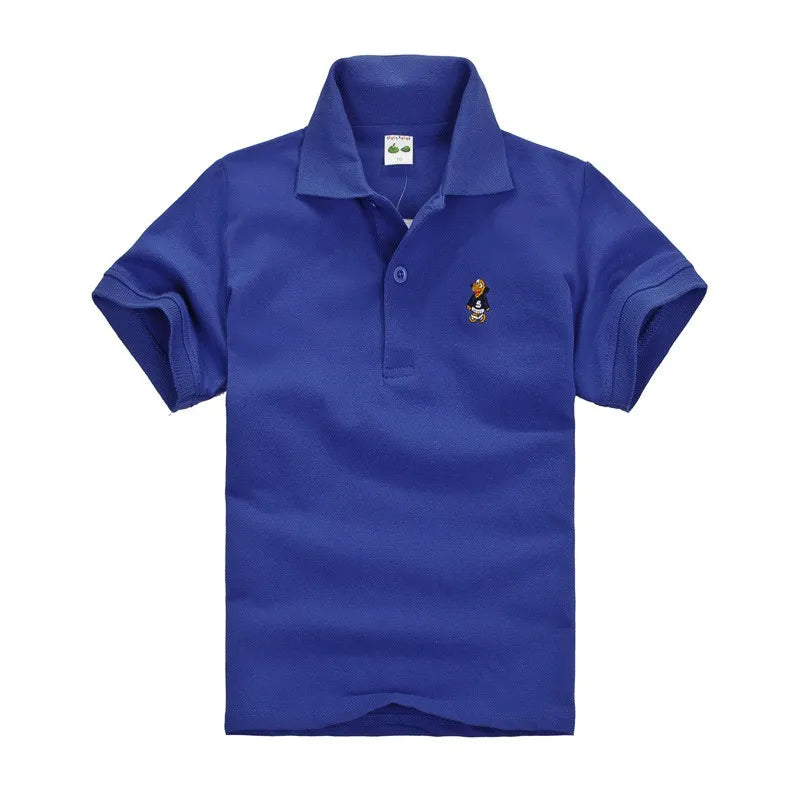 Summer Teenager POLO Shirts 3-14Yrs Children T-shirt For Girls Short-Sleeve Baby Tops Boys Tee Shirts Solid Color Kids Outerwear