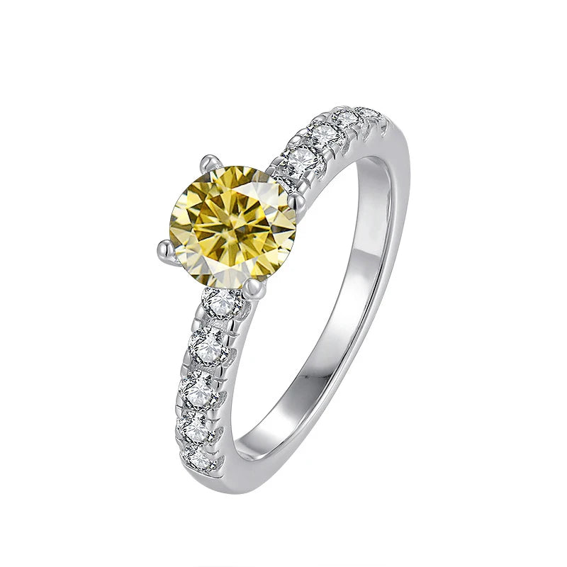 JoyceJelly Women's D Color 1 Carat Moissanite Diamond Ring Wedding 925 Sterling Silver Jewelry Classical Four Claw Design Gift