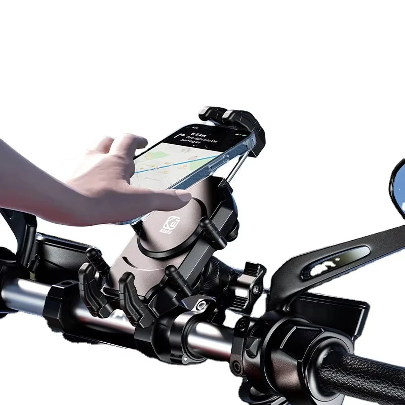Anti-Theft Motorcycle Phone Mount with 15W Wireless Charger And 30W USB-C Charger for iPhone And Android Phones Handlebar Holder
