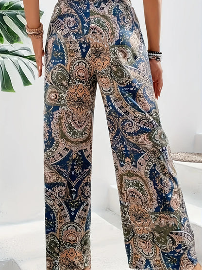 Women's Bohemian High Waiste Flared Leg Pants