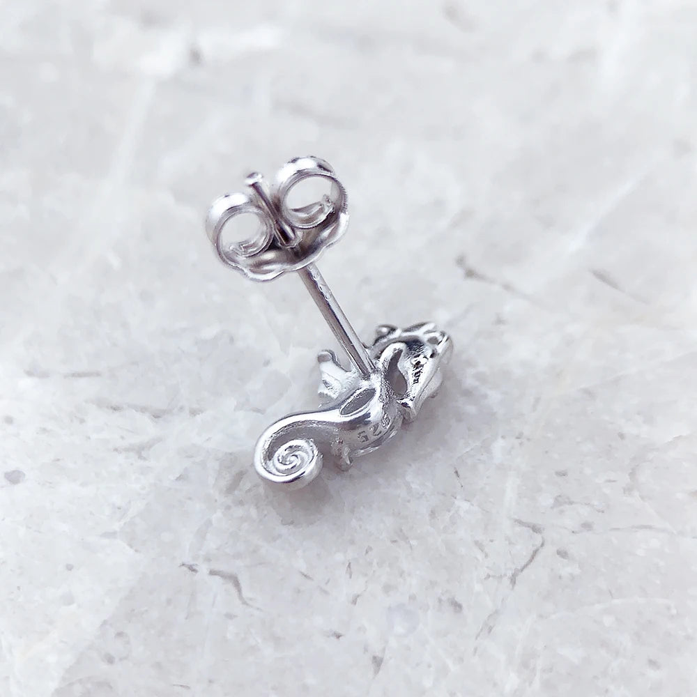 Ear Stud Seahorse Fine Jewerly For Women Trendy Romantic Gift In 925 Sterling Silver