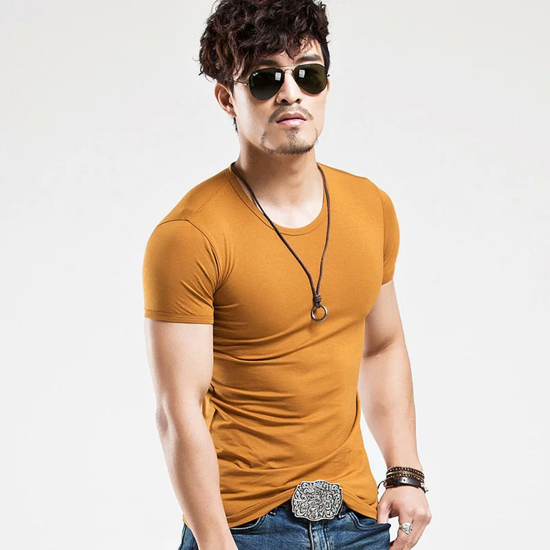 2026 Brand New Men T Shirt Men T-shirts V Neck Man T-shirt For Male Fitness Tshirts Men T Shirts Tops Tees Clothing