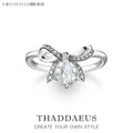 Ring Bow Knot & Drop Water Europe Style Love Jewerly For Girls Women Summer Brand New Trendy Gift In 925 Sterling Silver