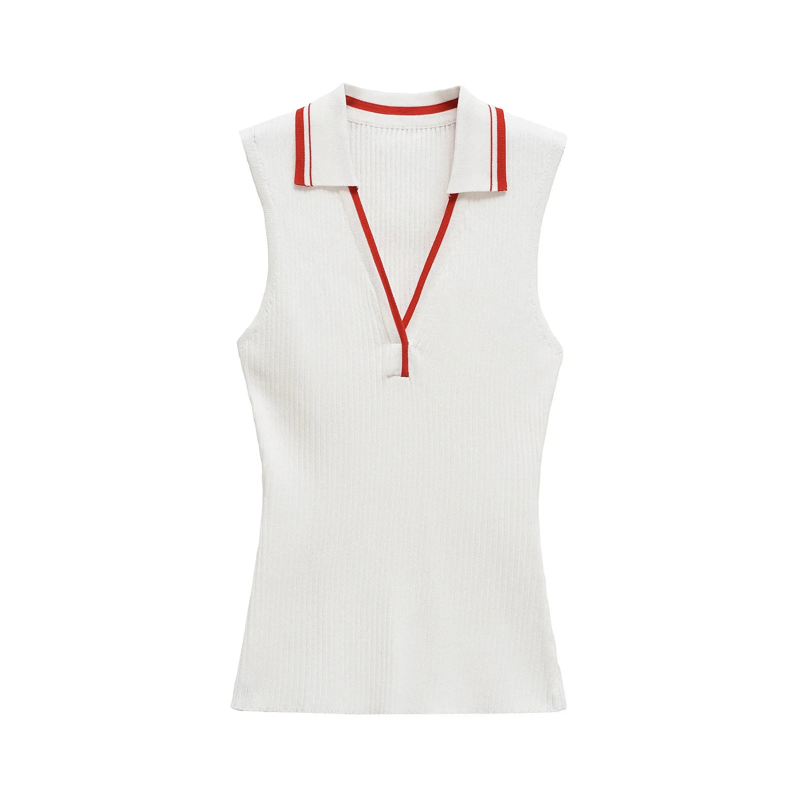 Women's clothing 2025 spring and summer European and American contrasting striped lapel vest women's T-shirt tops for women