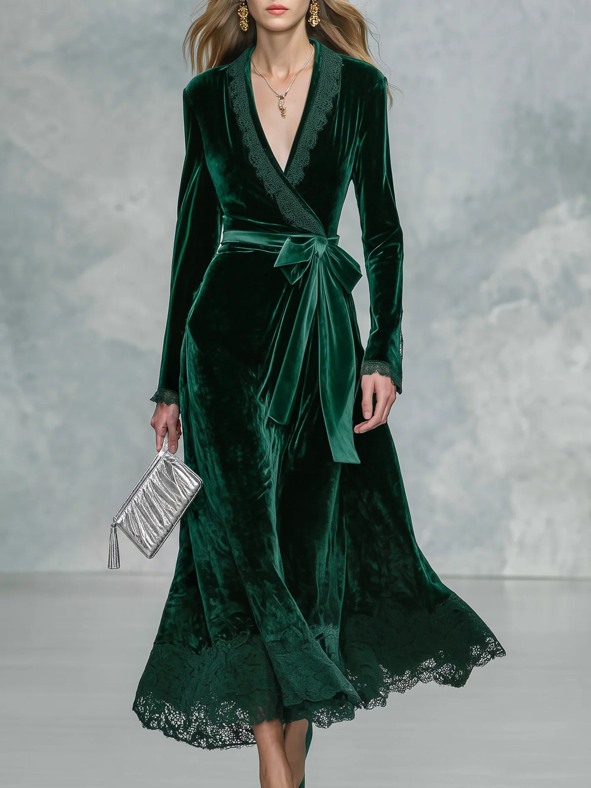 Women's Velvet-Style Wrap Dress