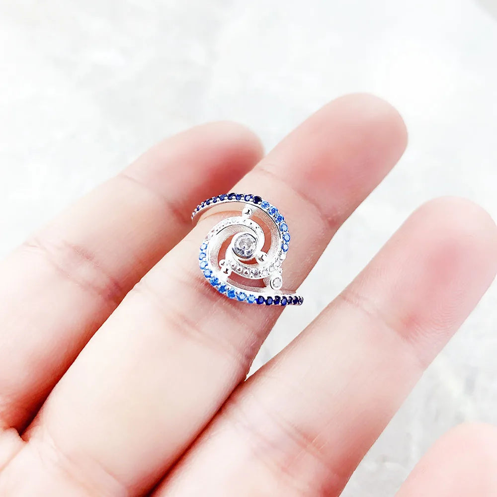 Ring Wave 2023 Summer Brand New Fine Jewerly Pure Solid 925 Sterling Silver Romantic Gift For Women