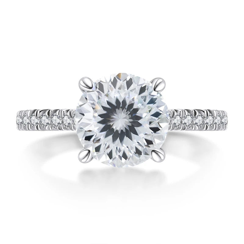 JoyceJelly 2CT 3CT Portuguese Cutting Moissanite Ring S925 Sterling Silver Female Luxury Wedding Bands Fine Jewelry For Women