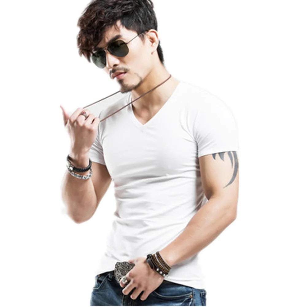2026 Brand New Men T Shirt Men T-shirts V Neck Man T-shirt For Male Fitness Tshirts Men T Shirts Tops Tees Clothing