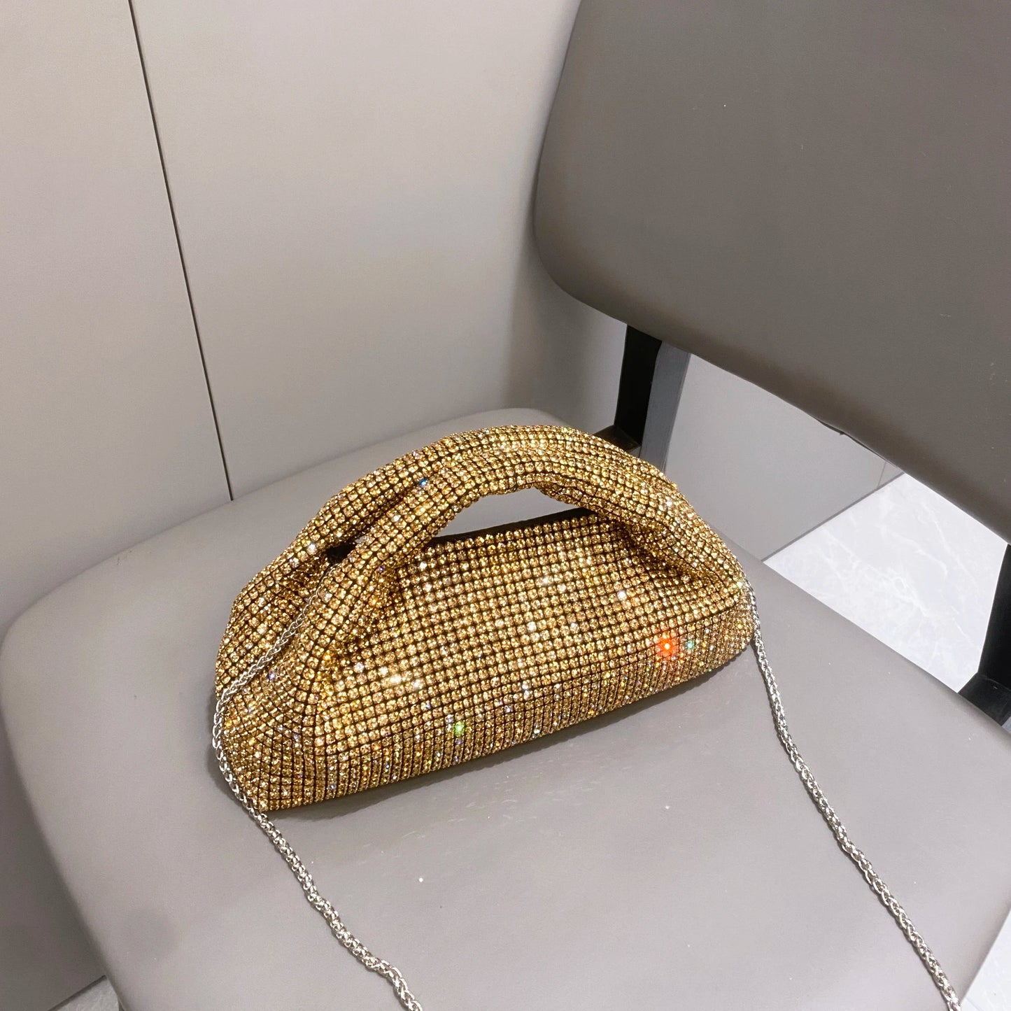 Shiny Crystal Clutch purse bucket Shoulder bag rhinestone Handmade purses and handbags luxury Designer Evening clutch Bag Purse