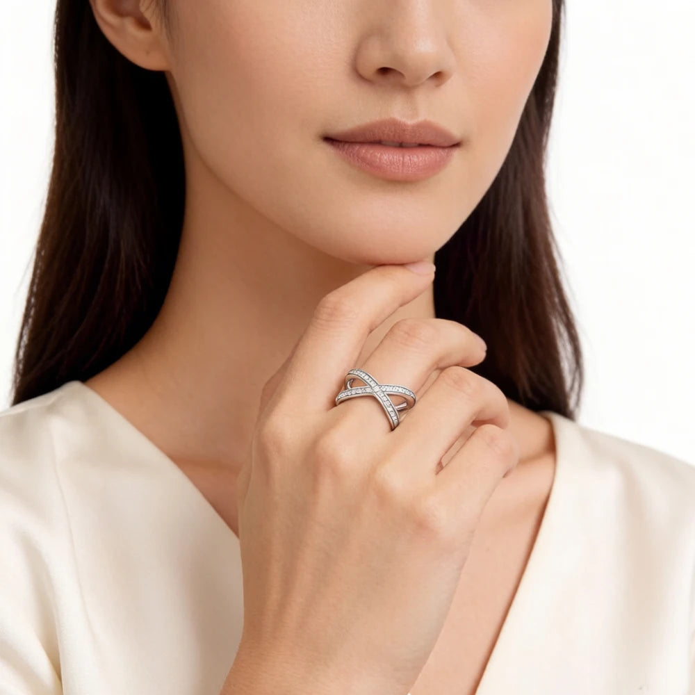 Minimalism Graphic Design Ring Europe Fine Jewerly For Women Summer Classic Gift In 925 Sterling Silver