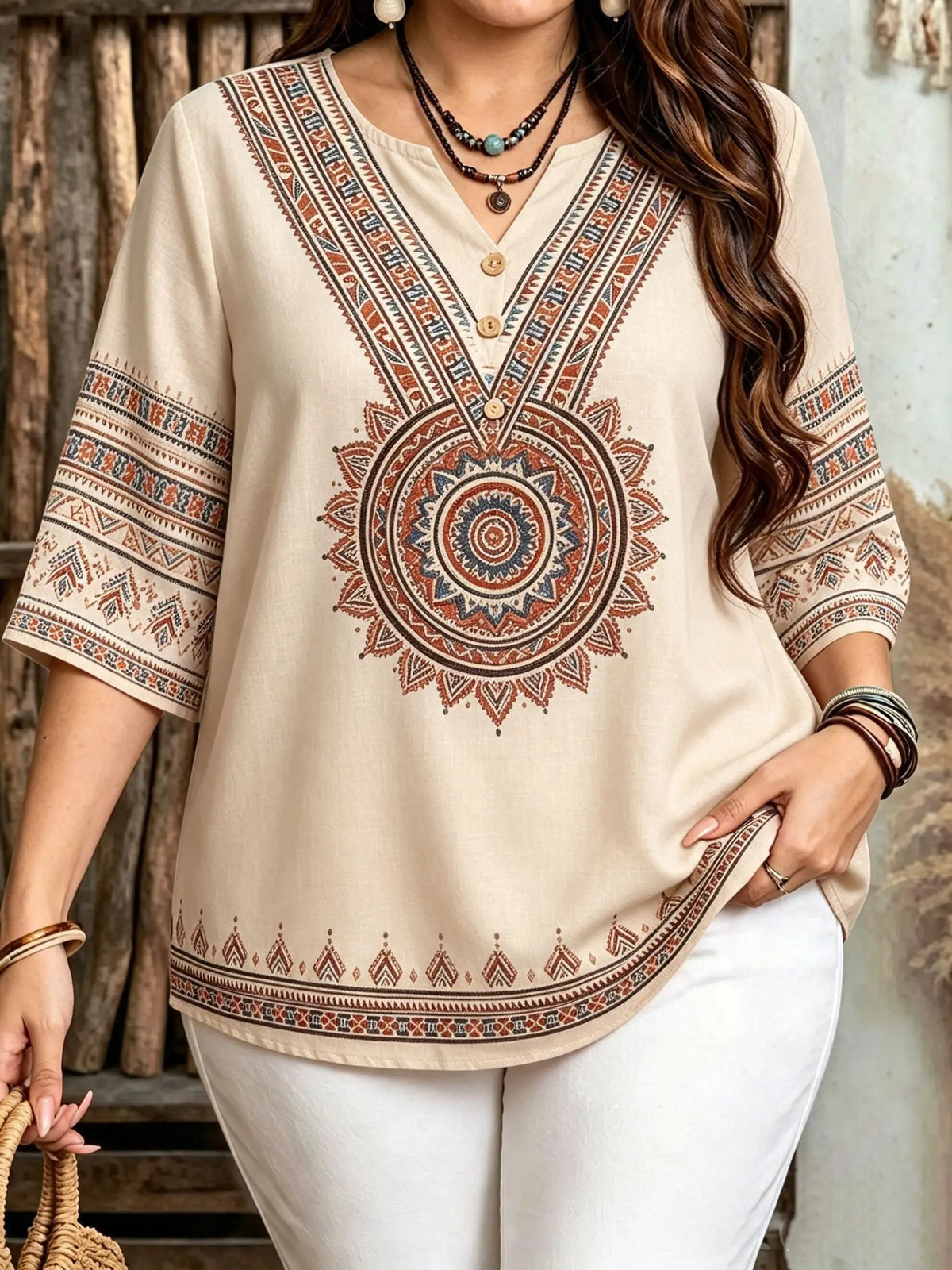 Women's Bohemian Style Blouse for Plus Size