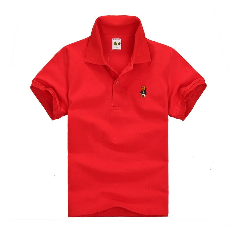 Summer Teenager POLO Shirts 3-14Yrs Children T-shirt For Girls Short-Sleeve Baby Tops Boys Tee Shirts Solid Color Kids Outerwear