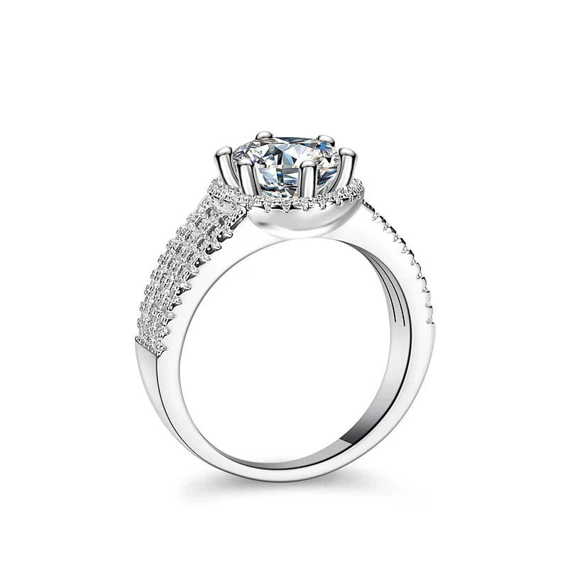 JoyceJelly Luxury Round 2CT 8mm VVS D-COLOR Moissanite Diamond Ring For Women S925 Sterling Silver Wedding Rings Engagement Gift