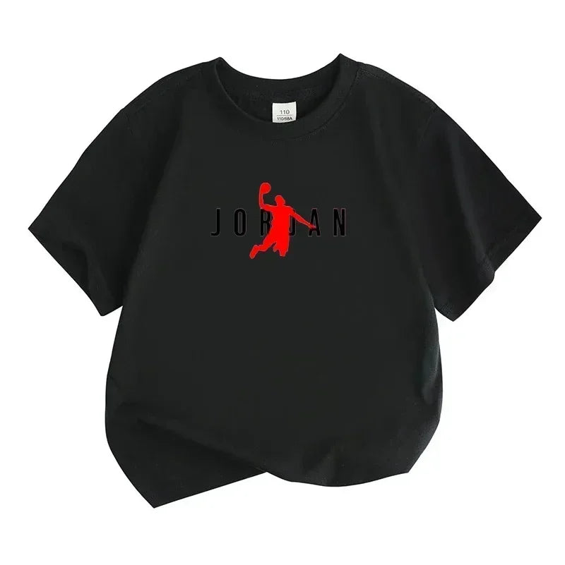 Summer Casual Kids T-shirt Breathable Cotton Jordan Print Short Sleeve Sport Tees Fashion Boy Girl Clothes
