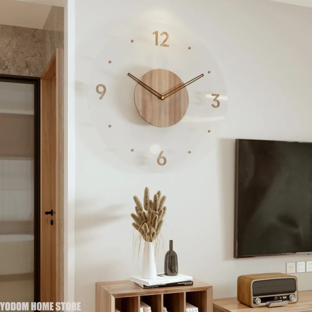 Hot Wall Clock Living Room Decoration Solid Wood Creative Silent Nordic Simple Quartz Clock Luxury Wall Watch Decor Fashion