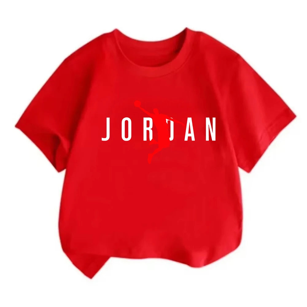 Summer Casual Kids T-shirt Breathable Cotton Jordan Print Short Sleeve Sport Tees Fashion Boy Girl Clothes