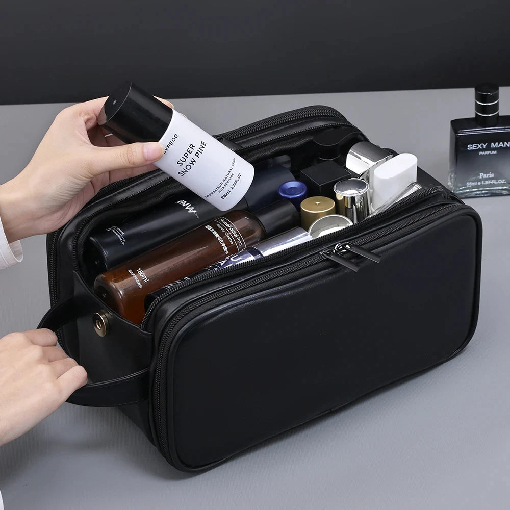 Multi Pockets Waterproof PU Toiletry Bag for Women and Men Travel Essentials Makeup Organizer Hanging Cosmetic Washing Bag