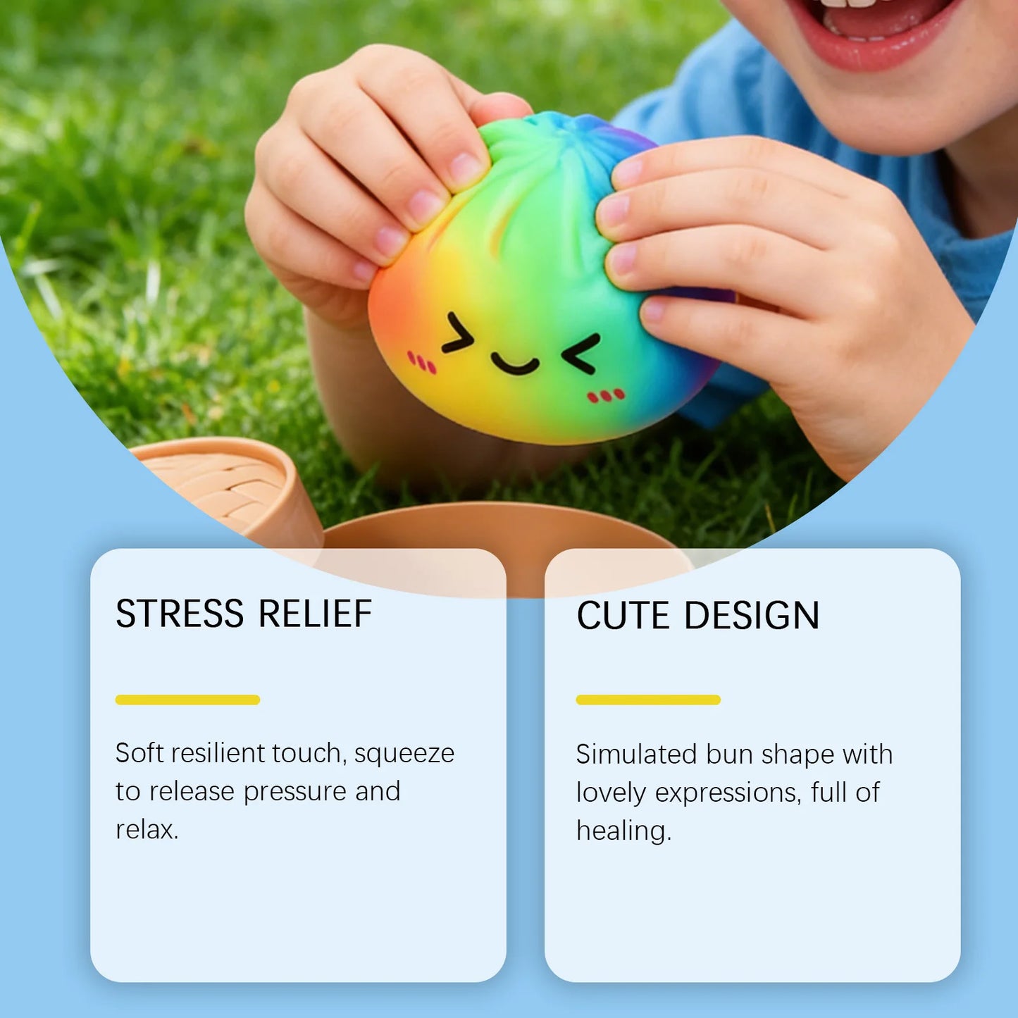 Needoh Rainbow Bun Squishy Toy Slow Rising Stress Relief Cute Simulation Shape Portable Pressure Toy For Adult Office Relaxation