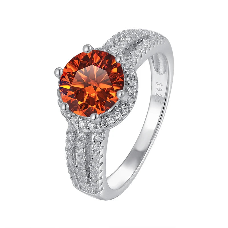 JoyceJelly Luxury Round 2CT 8mm VVS D-COLOR Moissanite Diamond Ring For Women S925 Sterling Silver Wedding Rings Engagement Gift