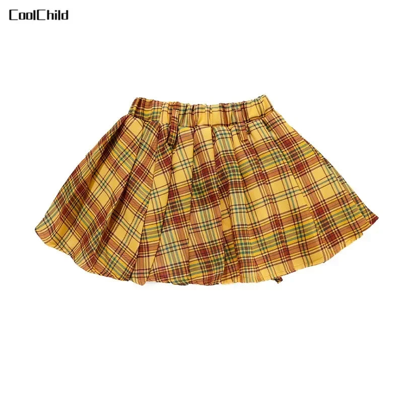 Hip Hop Kids Cool Crop Top K-pop Street Dance Cargo Pants Plaid Skirts Girls Streetwear Children Yellow Jazz Costume Clothes Set
