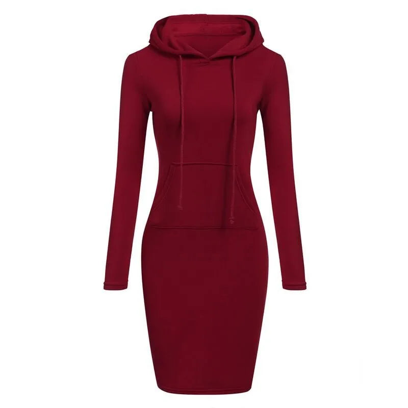 Women's Hooded Long-Sleeve Sweatshirt Dress