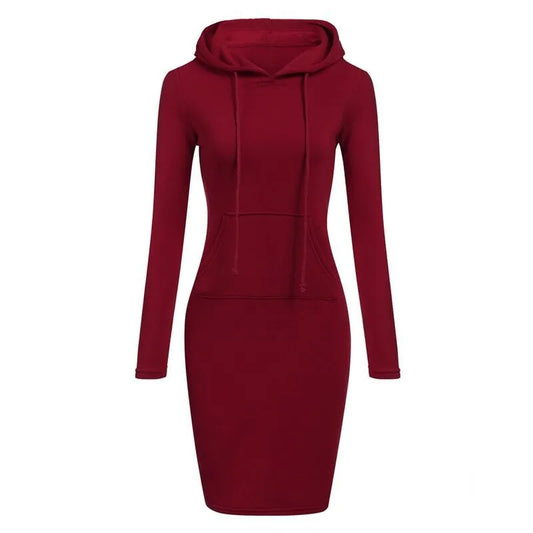 Women's Hooded Long-Sleeve Sweatshirt Dress