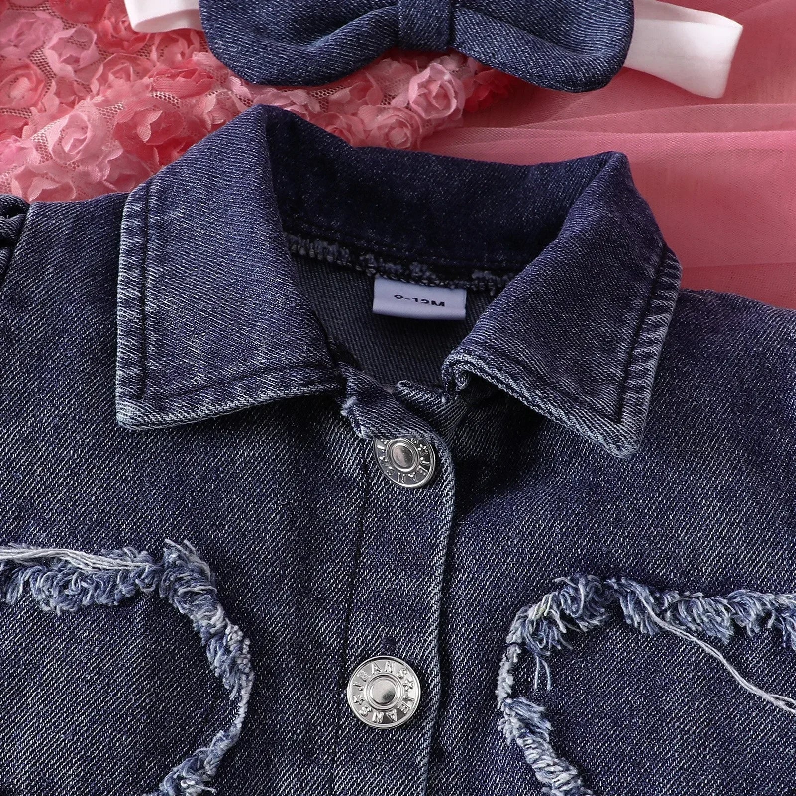Summer 0-6Y Kids Clothes Girls Denim Collar Short Jacket 2pcs Set Sling Dress Bowknot Tulle Puff Skirt Girl Outfit