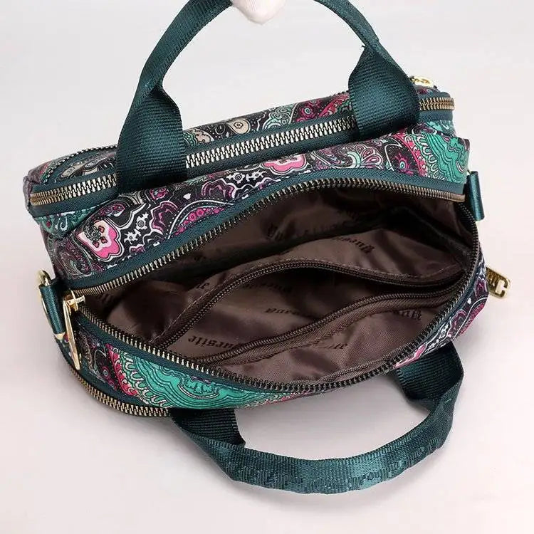 Floral Style Nylon Shoulder Handbag for Women