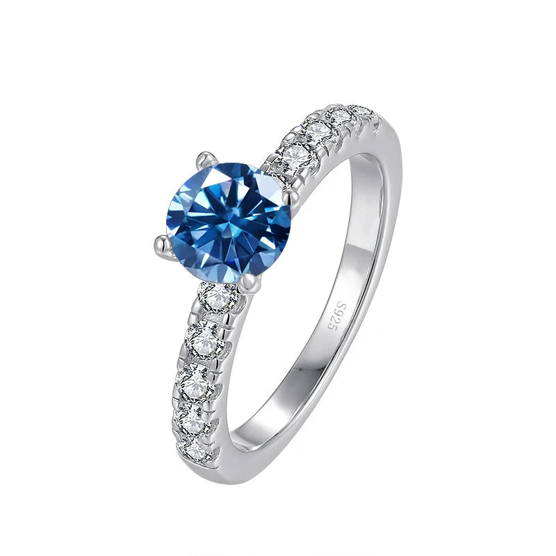 JoyceJelly Women's D Color 1 Carat Moissanite Diamond Ring Wedding 925 Sterling Silver Jewelry Classical Four Claw Design Gift