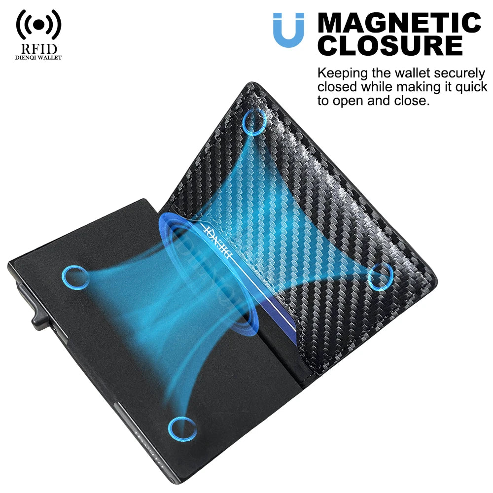Anti-theft Credit Card Holder Men Wallets Rfid Blocking Aluminum Leather Pop Up Minimalist Wallet Cardholder Wallets for Men