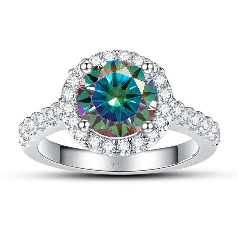 JoyceJelly Classical Women's 925 Sterling Silver Ring With Real Moissanite 1ct 2ct D Color Round Shaped Luxury Wedding Jewelry