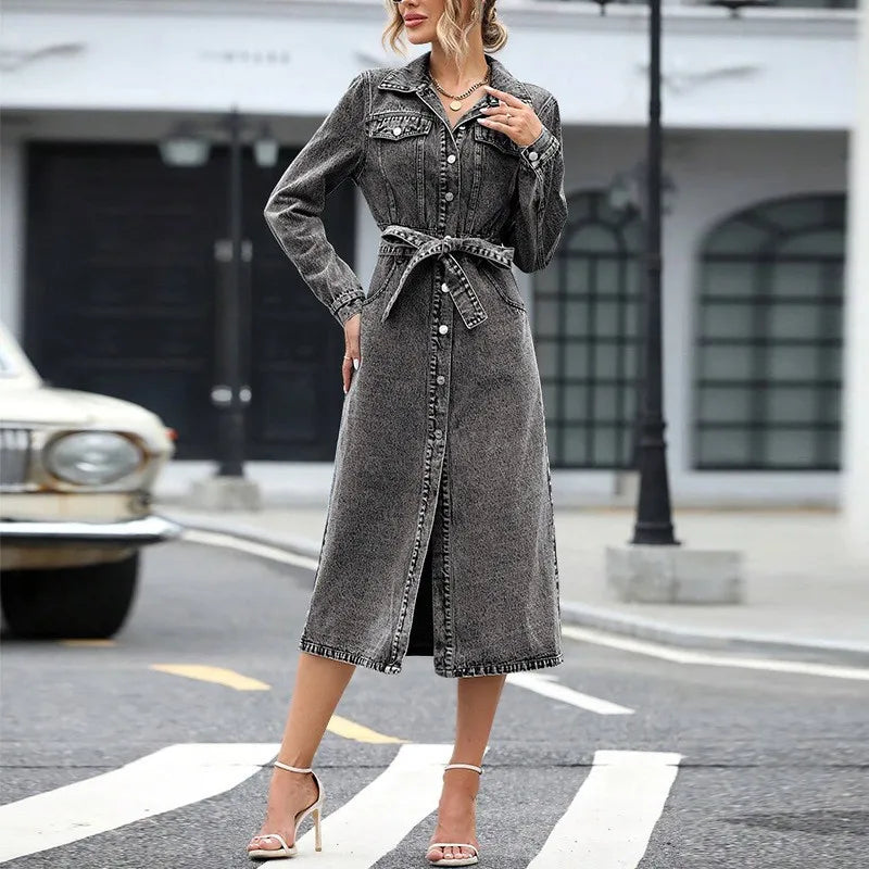 Women's Casual Denim Knee-Length Dress