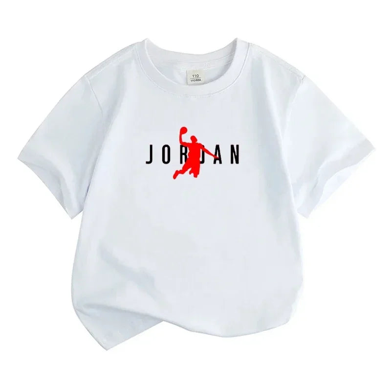 Summer Casual Kids T-shirt Breathable Cotton Jordan Print Short Sleeve Sport Tees Fashion Boy Girl Clothes