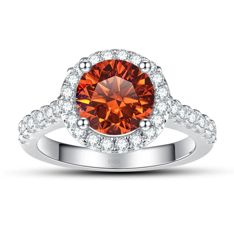 JoyceJelly Classical Women's 925 Sterling Silver Ring With Real Moissanite 1ct 2ct D Color Round Shaped Luxury Wedding Jewelry