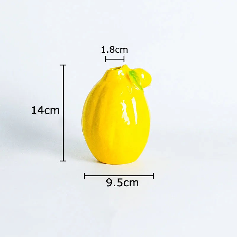 Creative Lemon Ceramic Vase Desk Decoration Artificial Flower Decorative Flowers Arrangement Floral Vases Room Aesthetic Decor