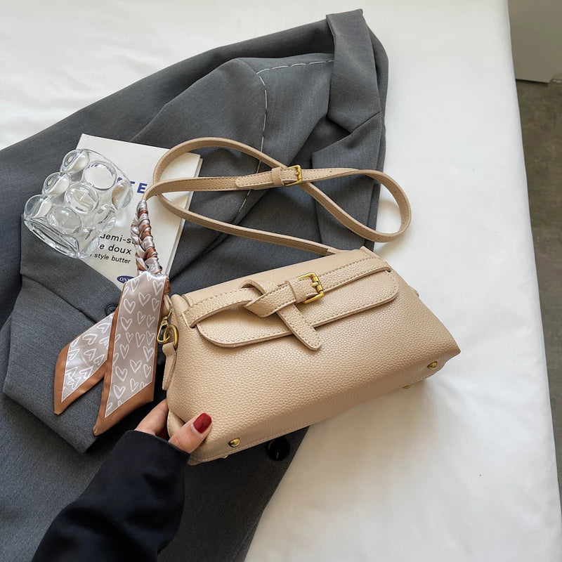 Leather Lychee Pattern Cross Body Bag