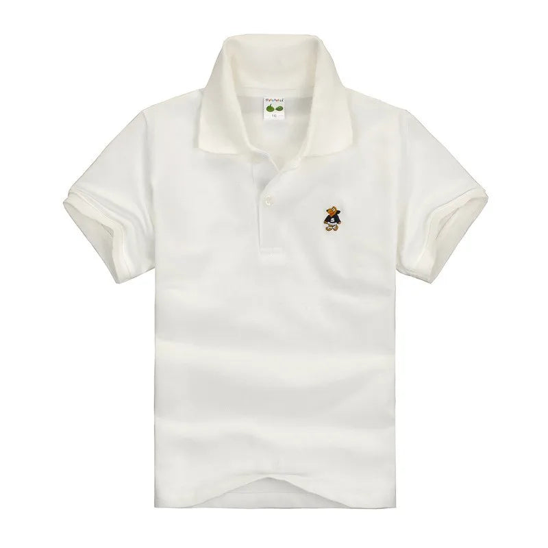 Summer Teenager POLO Shirts 3-14Yrs Children T-shirt For Girls Short-Sleeve Baby Tops Boys Tee Shirts Solid Color Kids Outerwear