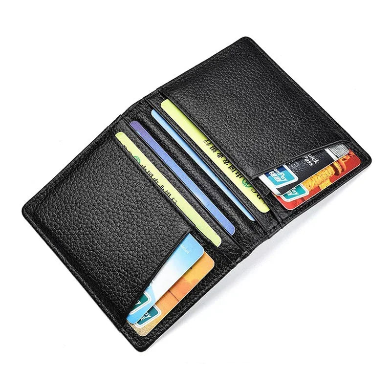 New Genuine Cow Leather Credit Card Holder Men Mini Wallet High Quality Casual Slim Purse Man Small Driver's License Bag