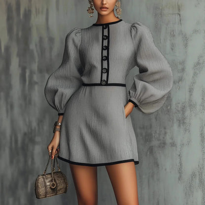 Elegant Lantern Sleeve Mini Dress